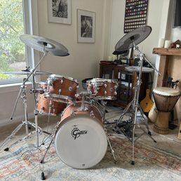 My beautiful Gretsch Catalina kit from Drum Flip, with custom-ordered, perfectly-matching high tom