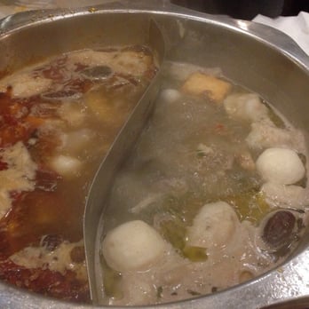 Hot Pot Buffet - Half and half mala spicy and chicken broth. - Chinese Near Me - Boston, Massachusetts