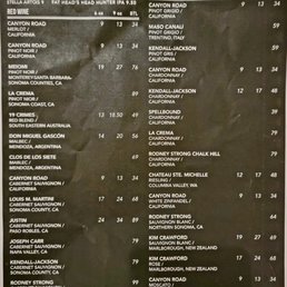 Wine and Drink List Wine and Drink List