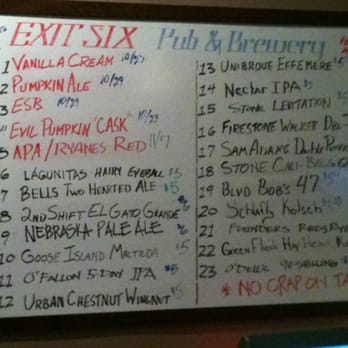 Exit 6 Pub & Brewery - The beer board as of right now! 10/26 - Breweries Near Me - Cottleville, Missouri Exit 6 Pub & Brewery - The beer board as of right now! 10/26 - Breweries Near Me - Cottleville, Missouri