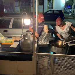 Making fresh churros at the churro stand.