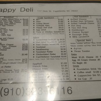 Happy Deli - Detailed menu - Delis Near Me - Fayetteville, North Carolina Happy Deli - Detailed menu - Delis Near Me - Fayetteville, North Carolina