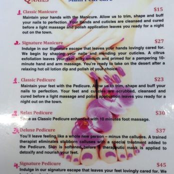Q Nails - Price list on yelp. This matches their price list at the shop as well - Nail Salons Near Me - Palm Desert, California Q Nails - Price list on yelp. This matches their price list at the shop as well - Nail Salons Near Me - Palm Desert, California