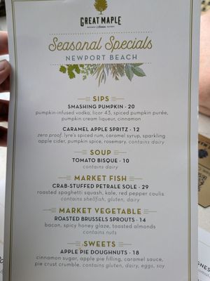 Menu photo 8 Great Maple Newport Beach, CA Menu photo 8 Great Maple Newport Beach, CA