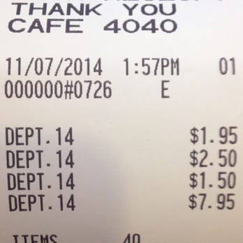 Cafe 4040 - Receipt 3rd Visit - Cafe 4040 - San Rafael - Sandwiches Near Me - San Rafael, California