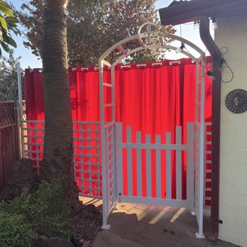 Neza Iron Works - Arbor with wind curtain drawn - Fences & Gates Near Me - Oakland, California Neza Iron Works - Arbor with wind curtain drawn - Fences & Gates Near Me - Oakland, California