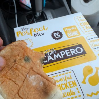 Pollo Campero - Moldy bottom sandwich bun snuck in to save money. - Latin American Near Me - Burbank, California