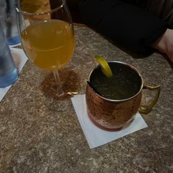 Dave & Amy's - A apple cider mimosa and a Canadian Mule. Super tasty drinks, different too.