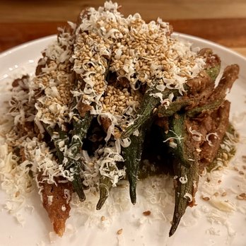 Palm&Pine - okra fries in mole verde - Cocktail Bars Near Me - New Orleans, Louisiana