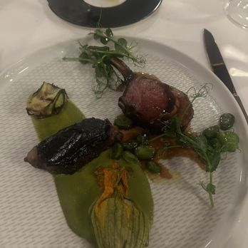 Coastal Kitchen Monterey - Lamb Dish, prepared a few ways with a ricotta stuffed squash blossom - Seafood Near Me - Monterey, California Coastal Kitchen Monterey - Lamb Dish, prepared a few ways with a ricotta stuffed squash blossom - Seafood Near Me - Monterey, California