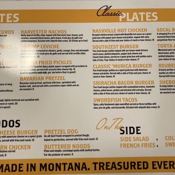 Meadowlark Brewing - the menu for the restaurant - Breweries Near Me - Billings, Montana