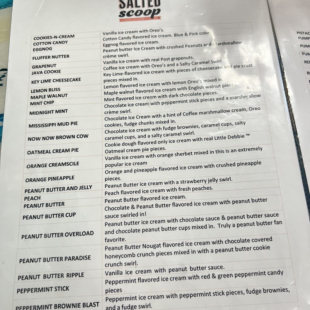 The Salted Scoop - Menu - Ice Cream & Frozen Yogurt Near Me - Leonardtown, Maryland