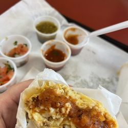 Mario's Taco and Burger House - Chorizo, breakfast burrito, chorizo is homemade. But it does need salsa to give it more flavor.