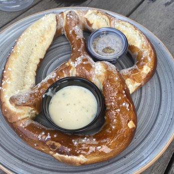 The Biergarten Atlantic City - Fresh pretzel with beer cheese and mustard to dip. So good!! - Cocktail Bars Near Me - Atlantic City, New Jersey The Biergarten Atlantic City - Fresh pretzel with beer cheese and mustard to dip. So good!! - Cocktail Bars Near Me - Atlantic City, New Jersey