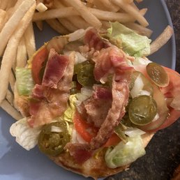 This a bacon cheeseburger from there not worth the money at all!!! Wow!!! What the heck they doing there!!!