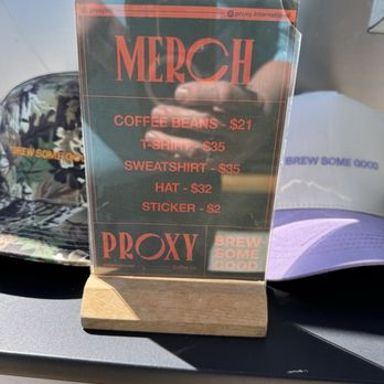 Proxy International Coffee Co. - Some merch available, bought a shirt for my wife and I. - Coffee & Tea Near Me - El Dorado Hills, California Proxy International Coffee Co. - Some merch available, bought a shirt for my wife and I. - Coffee & Tea Near Me - El Dorado Hills, California