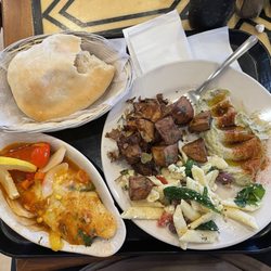 Pita Bread, Spinach Hummus, Red Snapper Fish Fillet, Coriander Potato!