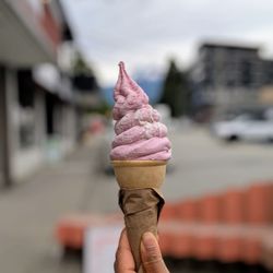 Alice + Brohm Ice Cream - Strawberry Ice Cream in a Cone - tasty! IG - @bilalandjesseatfood