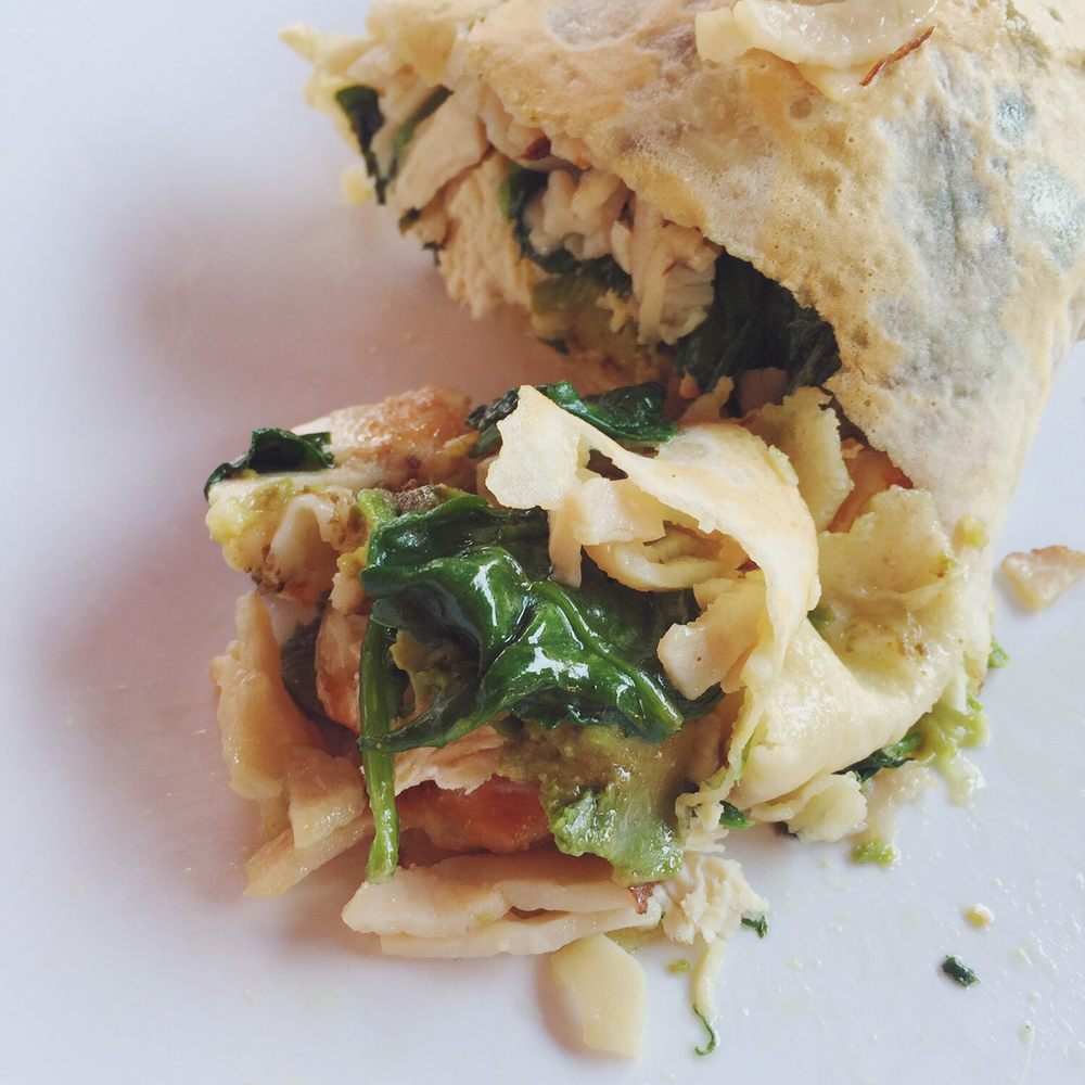 Mirabelle Cafe - Crepe with roasted turkey, spinach, avocado, chicken breast, and provolone - Desserts Near Me - Fair Oaks, California Mirabelle Cafe - Crepe with roasted turkey, spinach, avocado, chicken breast, and provolone - Desserts Near Me - Fair Oaks, California
