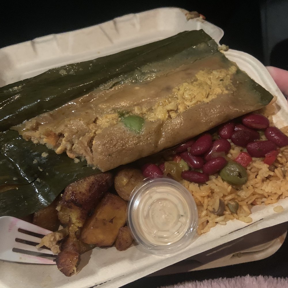 Boriqua Kitchen - Pastele with arroz con gandules and sweet plantains - Food Trucks Near Me Boriqua Kitchen - Pastele with arroz con gandules and sweet plantains - Food Trucks Near Me