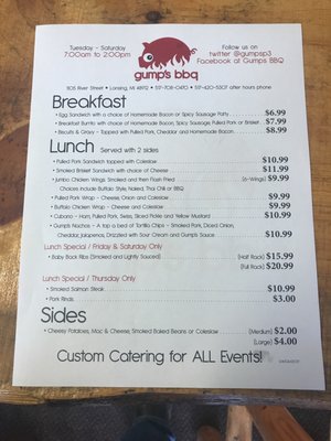 Menu photo 2 Gumps BBQ Lansing, MI
