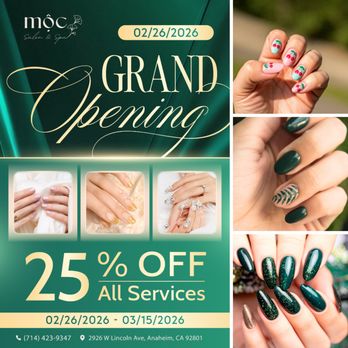 Moc Salon & Spa - CELEBRATE OUR GRAND OPENING WITH EXCLUSIVE SAVINGS!
The wait is finally over!
We are thrilled to invite you to the Grand Opening o - Nail Salons Near Me - Anaheim, California Moc Salon & Spa - CELEBRATE OUR GRAND OPENING WITH EXCLUSIVE SAVINGS!
The wait is finally over!
We are thrilled to invite you to the Grand Opening o - Nail Salons Near Me - Anaheim, California