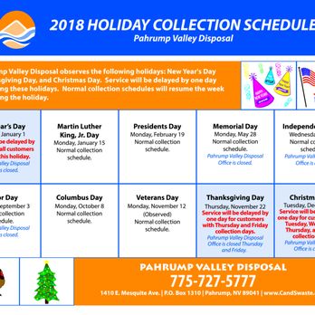 Pahrump Valley Disposal - Holiday Collection Schedule - Junk Removal & Hauling Near Me - Pahrump, Nevada Pahrump Valley Disposal - Holiday Collection Schedule - Junk Removal & Hauling Near Me - Pahrump, Nevada