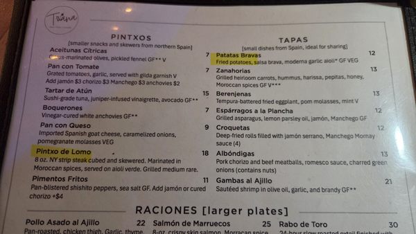 Menu photo 4 Triana Albuquerque, NM