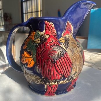 Pottery By Mehg - Cardinal pitcher - Arts & Crafts Near Me - Stearns, Kentucky