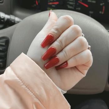 Isse Salon - Red nails is my first set, black tips was my fill. - Nail Salons Near Me - Hillsboro, Oregon