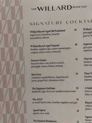 Menu photo 5 The Willard Rooftop Lounge Raleigh, NC Menu photo 5 The Willard Rooftop Lounge Raleigh, NC