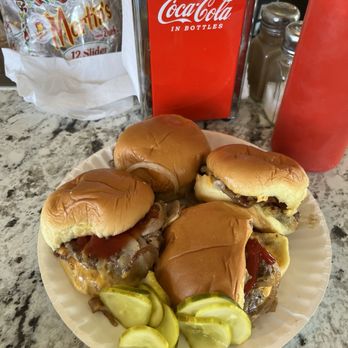 White Manna - Four doubles with cheese and onion, pickles on the side - Burgers Near Me - Hackensack, New Jersey White Manna - Four doubles with cheese and onion, pickles on the side - Burgers Near Me - Hackensack, New Jersey