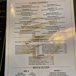 Drink menu