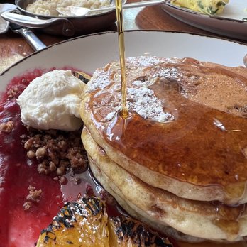Blue Duck Tavern - Buttermilk Pancakes (Orange-Scented, Pecan-Praline Streusel, Cranberry-Mandarin Compote, Whipped Mascarpone - New American Near Me - Washington, DC, District of Columbia Blue Duck Tavern - Buttermilk Pancakes (Orange-Scented, Pecan-Praline Streusel, Cranberry-Mandarin Compote, Whipped Mascarpone - New American Near Me - Washington, DC, District of Columbia
