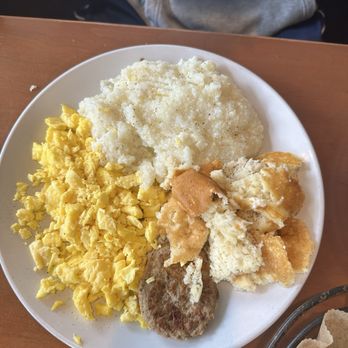 Stax Omega Diner - Two Farm-Fresh Eggs w/ Two Turkey Patty Sausages (GFA) with Southern Grits - Diners Near Me - Greenville, South Carolina Stax Omega Diner - Two Farm-Fresh Eggs w/ Two Turkey Patty Sausages (GFA) with Southern Grits - Diners Near Me - Greenville, South Carolina