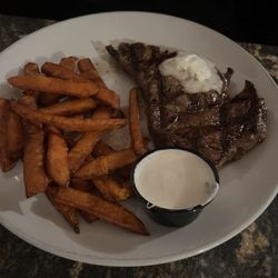 1015 Steak Company - Ribeye sweet potato fried w marshmallow sauce