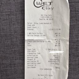 My receipt showing the multiple extra charges. My receipt showing the multiple extra charges.