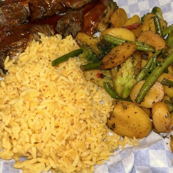 Smokey Sensations - Jerk chicken with mixed veggies and yellow rice - Barbeque Near Me - Las Cruces, New Mexico Smokey Sensations - Jerk chicken with mixed veggies and yellow rice - Barbeque Near Me - Las Cruces, New Mexico