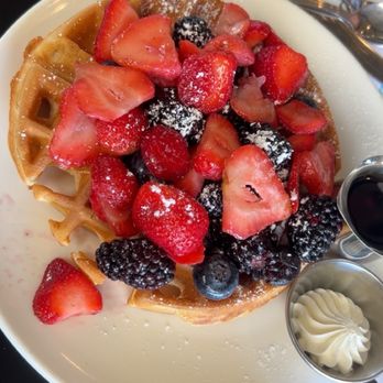 Plums Cafe - Northwest Berry Waffle - Breakfast & Brunch Near Me - Costa Mesa, California