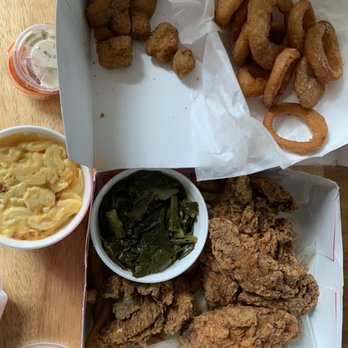 Hip Hop Fish & Chicken - Mac, Collard Greens, Fried Okra and onion rings - Soul Food Near Me - Clinton, Maryland Hip Hop Fish & Chicken - Mac, Collard Greens, Fried Okra and onion rings - Soul Food Near Me - Clinton, Maryland