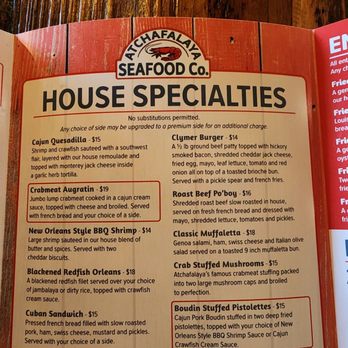 Atchafalaya Seafood - menu 3 - Seafood Near Me - Picayune, Mississippi