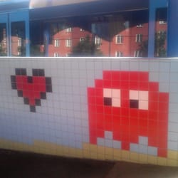 Thorildsplans T-bana - Love the Pacman/Mario-esque art in this subway!