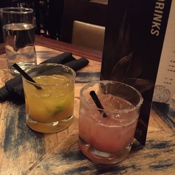 Añejo Restaurant - Mango and guava margaritas! $5 each for "halfy hour". We may have drunk a bit before taking this shot. ;-) - Mexican Near Me - Calgary, Alberta