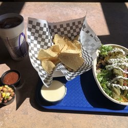 Pablos Tacos - Burrito Bowl, small cheese dip and salsa from salsa bar.
