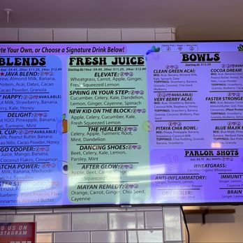 The Juice Parlor - Colorful Digital Menu. - Vegan Near Me - North Hollywood, California