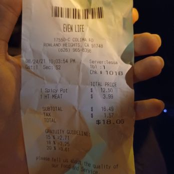 Even Life - Charged us for the completely wrong pot and overcharged for the extra beef... - Taiwanese Near Me - Rowland Heights, California