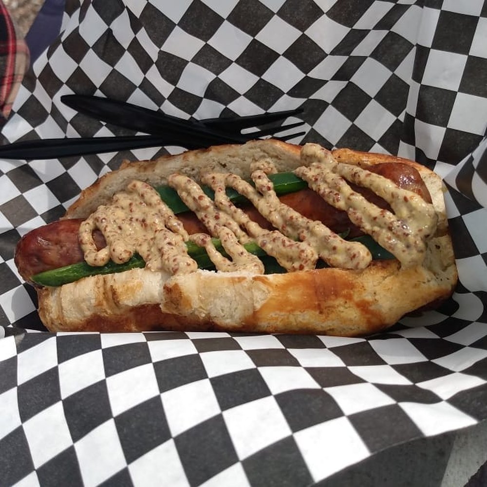 Moon Tower - Wild boar dog (made w/garlic, masala, and provolone) + Japs + provolone - Dive Bars Near Me - Houston, Texas Moon Tower - Wild boar dog (made w/garlic, masala, and provolone) + Japs + provolone - Dive Bars Near Me - Houston, Texas