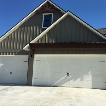 Brad’s Garage Doors - White/Sonoma design w/ black hardware - Garage Door Services Near Me