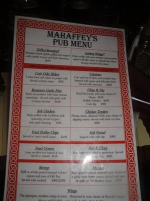 Menu photo 6 Mahaffey's Pub Baltimore, MD