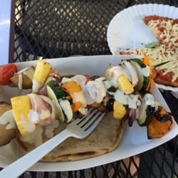 The Green Palate - Delicious vegetable kebabs along with our scrumptious vegan pizza